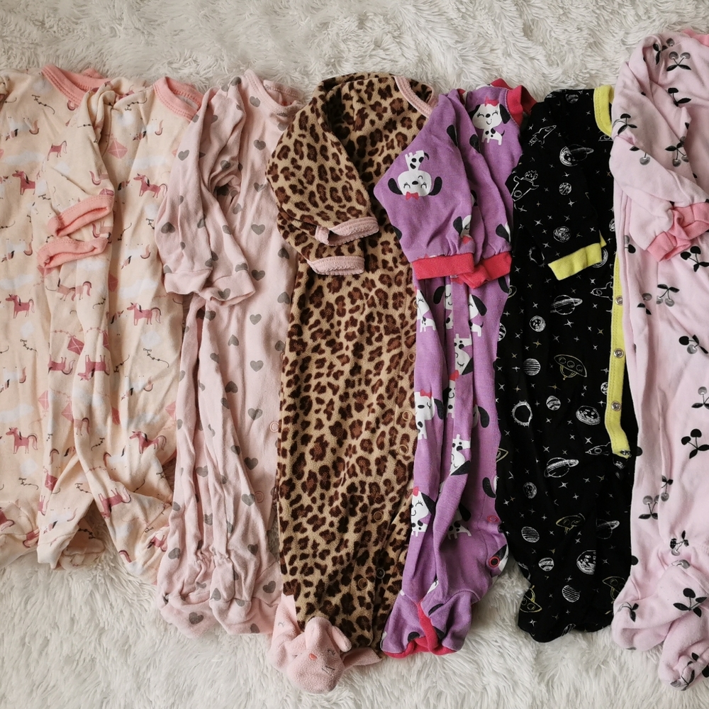 3-6mo Girls Footed Sleepers (7 piece lot)